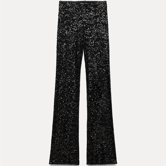 Zara flared sequin black leggings - Picture 4 of 4